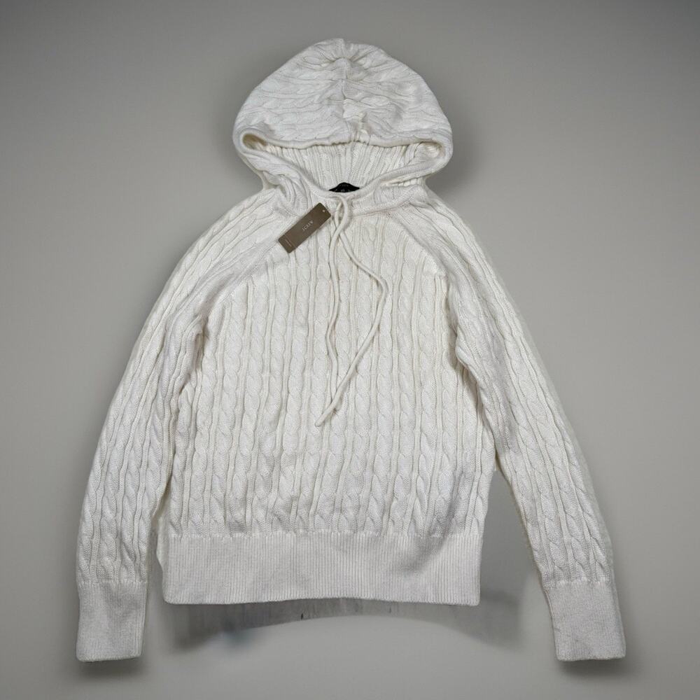 NWT J. Crew Cable Knit Cotton Cashmere Hoodie Women's Size XS Sweater
